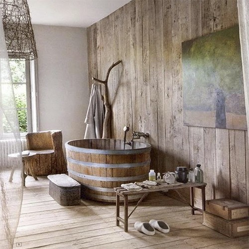 Bañera de madera redonda