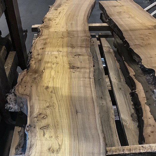 Tablón sin cantear de olmo - tapa de mesa encimera de madera - tronco de olmo - rodaja de madera - madera con corteza 299