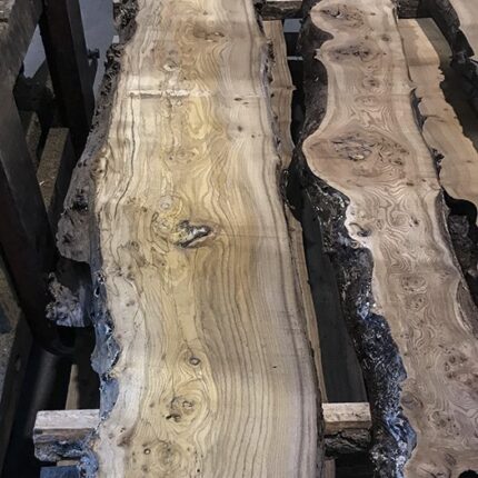 Tablón sin cantear de olmo - tapa de mesa encimera de madera - tronco de olmo - rodaja de madera - madera con corteza 297