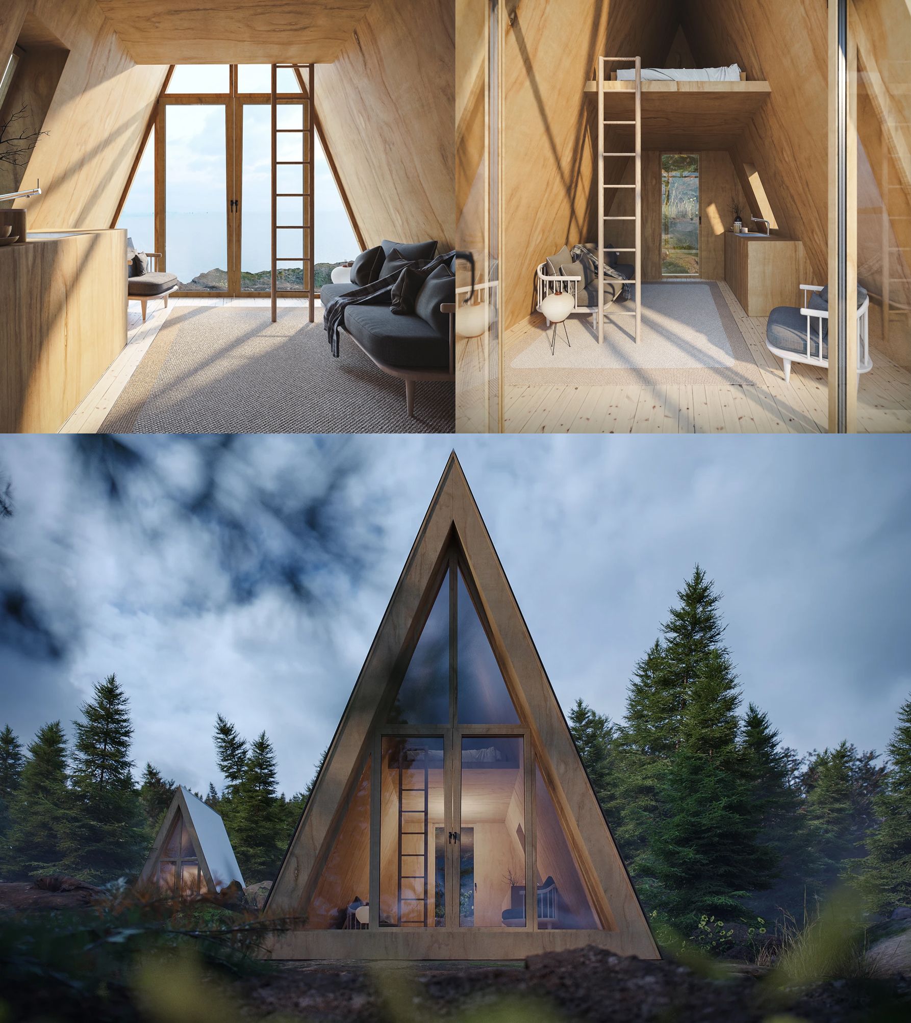 Cabaña de madera A-Frame Bunk Cabin DEN 