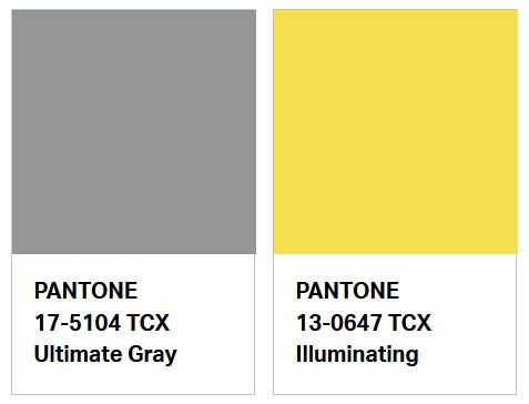Color del Año PANTONE 2021 - PANTONE 17-5104 TCX Ultimate Gray - PANTONE 13-0647 Illuminating