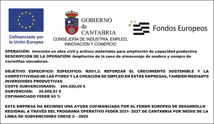 Ayuda FEDER - línea subvenciones Crece 2-2022